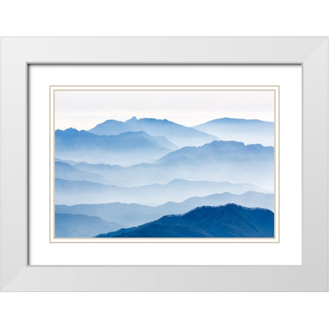 Misty Mountains White Modern Wood Framed Art Print with Double Matting by Eom, Gwangseop