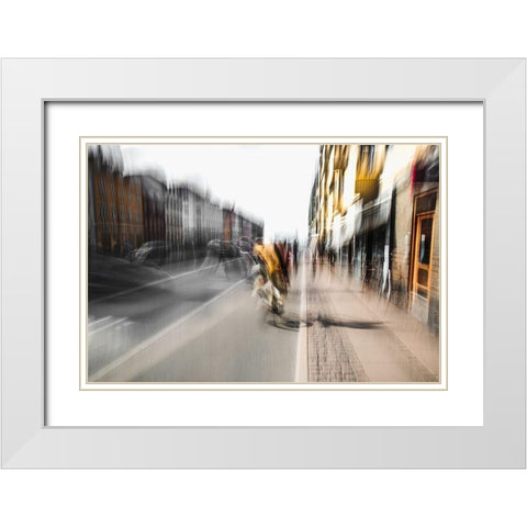 Bicycle tour White Modern Wood Framed Art Print with Double Matting by Chiriaco, Carmine