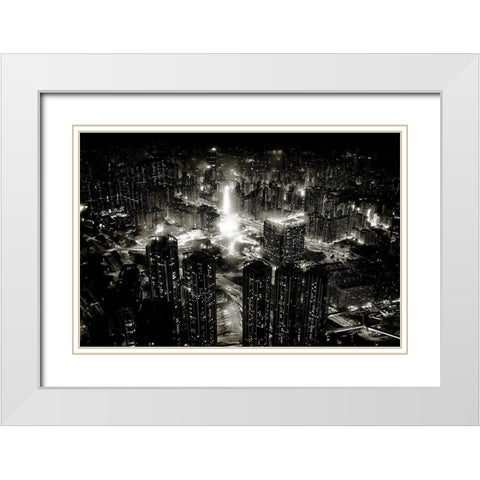 hong kong night White Modern Wood Framed Art Print with Double Matting by Hagiwara, Kenichiro