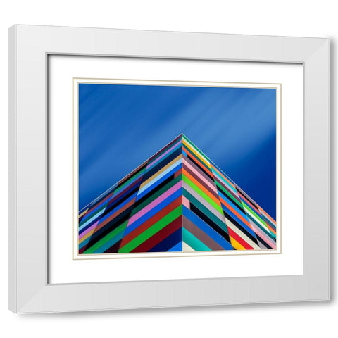 Color Pyramid White Modern Wood Framed Art Print with Double Matting by Novillo, Alfonso