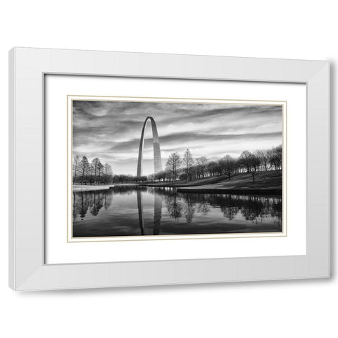St Louis Arch White Modern Wood Framed Art Print with Double Matting by Cameron, Errick