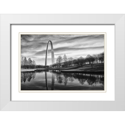 St Louis Arch White Modern Wood Framed Art Print with Double Matting by Cameron, Errick