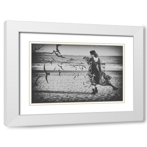 Ominous call death White Modern Wood Framed Art Print with Double Matting by Kiyota, Daisuke