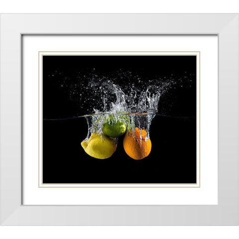 Citrus splash White Modern Wood Framed Art Print with Double Matting by Stefan, Mogyorosi