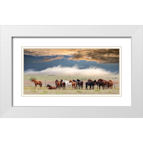 Horses White Modern Wood Framed Art Print with Double Matting by Peinado, Chechi