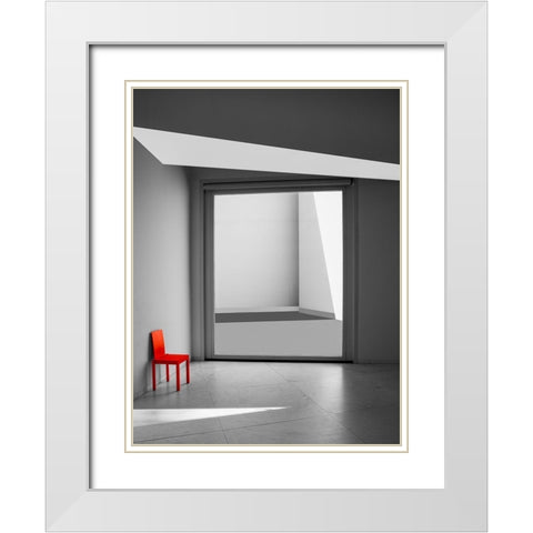 The red chair White Modern Wood Framed Art Print with Double Matting by Schuster, Inge