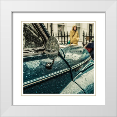 London Rain White Modern Wood Framed Art Print with Double Matting by Berg, Riccardo