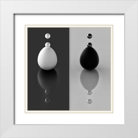 Yin Yang Eggs White Modern Wood Framed Art Print with Double Matting by Bunjamin (Abe), Antonyus