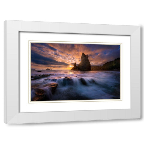 Fractured White Modern Wood Framed Art Print with Double Matting by Moore, Chris