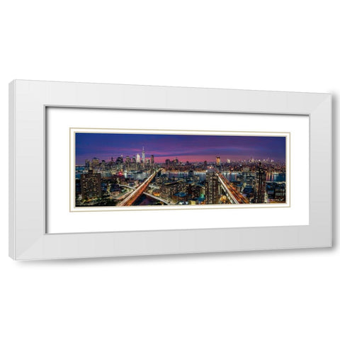 Manhattan skyline during beautiful sunset White Modern Wood Framed Art Print with Double Matting by D MÃ¸rkeberg, Thomas