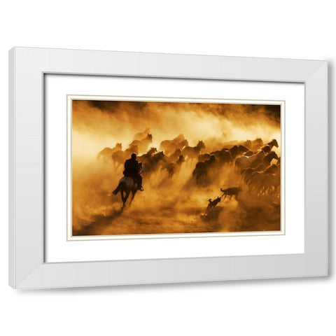 cowboy White Modern Wood Framed Art Print with Double Matting by Tunc, Feyzullah
