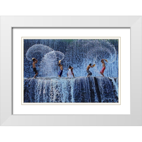 Playing with splash White Modern Wood Framed Art Print with Double Matting by Muliani Hartojo, Angela