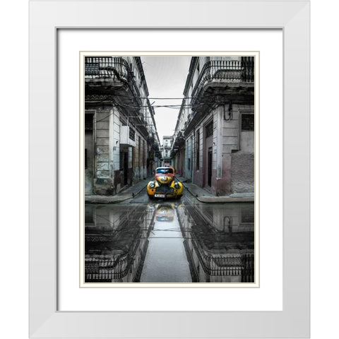 Classic old car in Havana Cuba White Modern Wood Framed Art Print with Double Matting by Yosifov, Svetlin