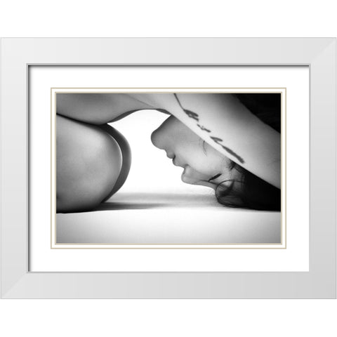 No Stress White Modern Wood Framed Art Print with Double Matting by Chai Telan, Thanakorn