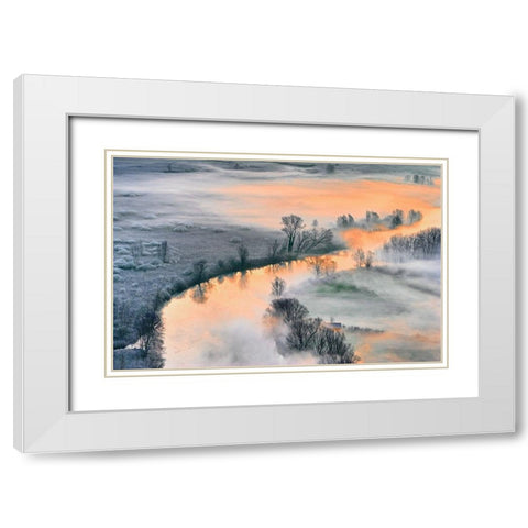 Sunrise White Modern Wood Framed Art Print with Double Matting by Rondi, Fiorenzo