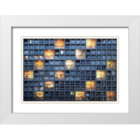 Life Box White Modern Wood Framed Art Print with Double Matting by Tajima, Koji