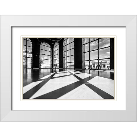 Lights and shadows White Modern Wood Framed Art Print with Double Matting by Tagliarino, Marco