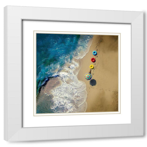 hi summer White Modern Wood Framed Art Print with Double Matting by Ambra