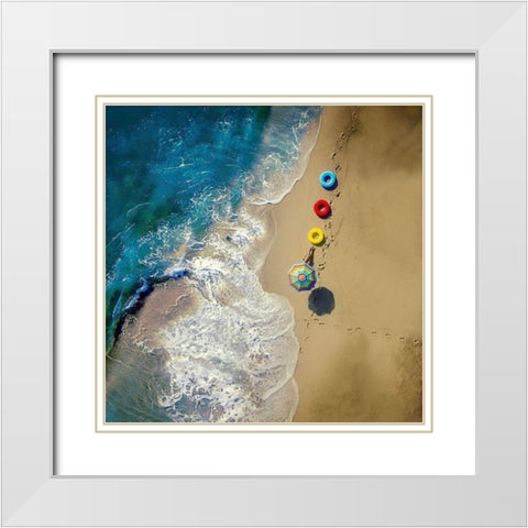 hi summer White Modern Wood Framed Art Print with Double Matting by Ambra