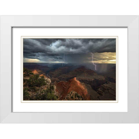 Mohave Point Thunderstorm White Modern Wood Framed Art Print with Double Matting by W Dodson, John
