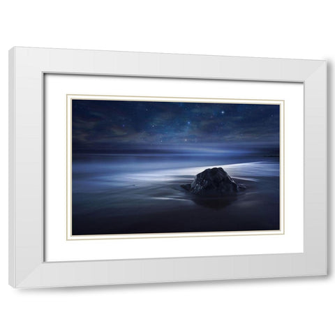 Blue velvet White Modern Wood Framed Art Print with Double Matting by Del Grosso, Sebastien