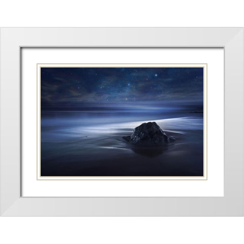 Blue velvet White Modern Wood Framed Art Print with Double Matting by Del Grosso, Sebastien