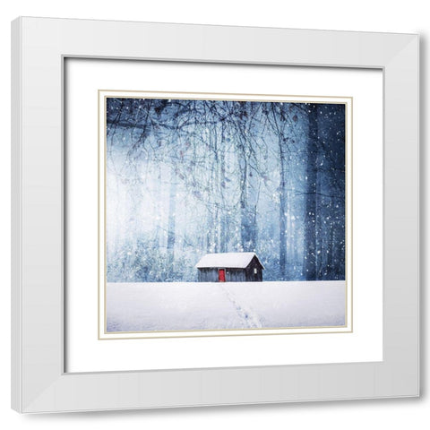 Winter White Modern Wood Framed Art Print with Double Matting by Hamiti, Bess