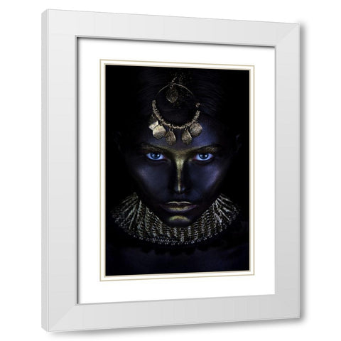 Gold of Maya White Modern Wood Framed Art Print with Double Matting by Kovalev, Ivan