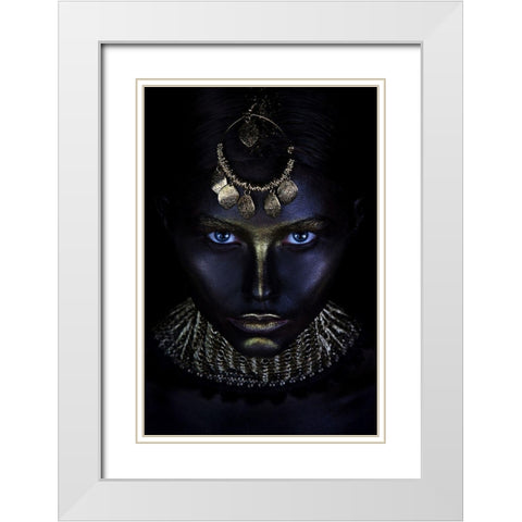 Gold of Maya White Modern Wood Framed Art Print with Double Matting by Kovalev, Ivan