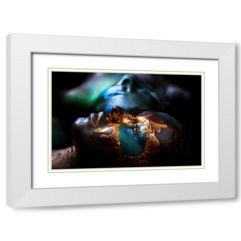 Two continents. Yellowstone. White Modern Wood Framed Art Print with Double Matting by Kovalev, Ivan