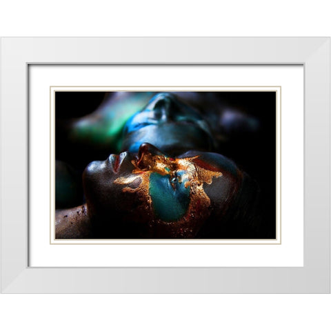 Two continents. Yellowstone. White Modern Wood Framed Art Print with Double Matting by Kovalev, Ivan