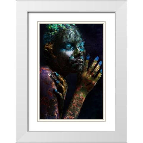 Oil and Fish White Modern Wood Framed Art Print with Double Matting by Kovalev, Ivan