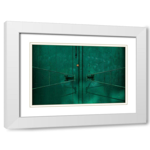 Gate detail White Modern Wood Framed Art Print with Double Matting by Schuster, Inge