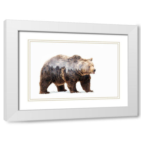 Bear White Modern Wood Framed Art Print with Double Matting by Beata, Angyalosi