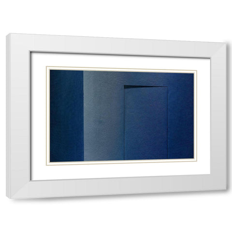 Blue minimalism or a secret door White Modern Wood Framed Art Print with Double Matting by Schuster, Inge