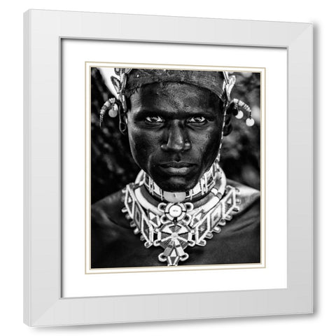 Samburu man White Modern Wood Framed Art Print with Double Matting by Vidak, Vedran