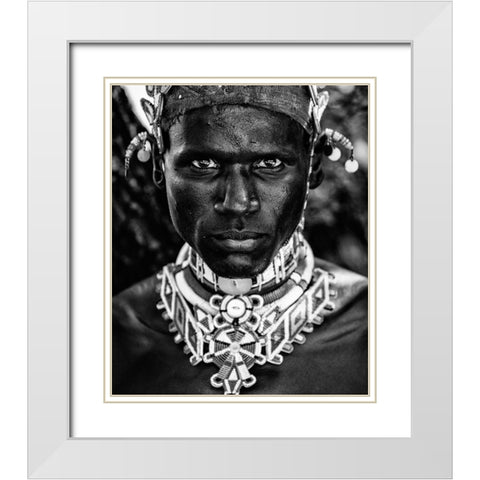Samburu man White Modern Wood Framed Art Print with Double Matting by Vidak, Vedran