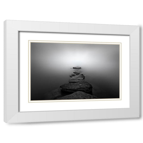 Stones II White Modern Wood Framed Art Print with Double Matting by Guerola, Joaquin