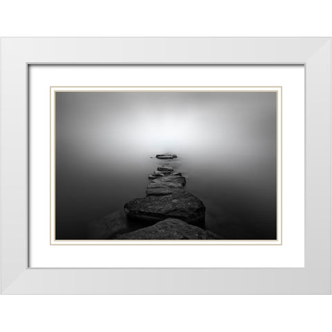 Stones II White Modern Wood Framed Art Print with Double Matting by Guerola, Joaquin
