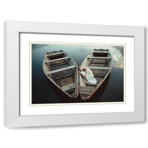 Boats White Modern Wood Framed Art Print with Double Matting by Gorecka, Dorota