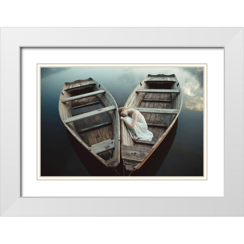 Boats White Modern Wood Framed Art Print with Double Matting by Gorecka, Dorota