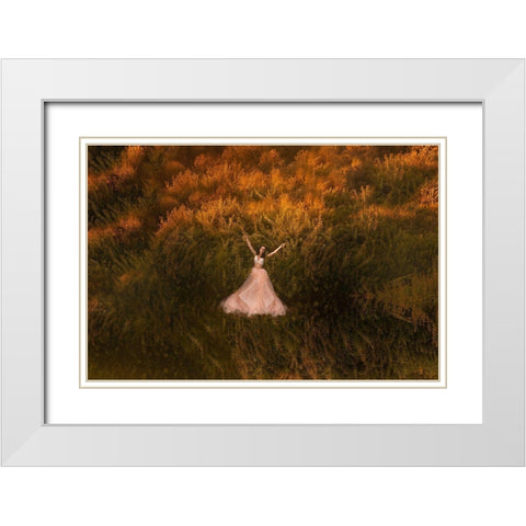 Natalia in the field White Modern Wood Framed Art Print with Double Matting by Darzi, Mike