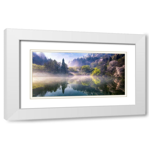 Morning calm White Modern Wood Framed Art Print with Double Matting by Eom, Gwangseop