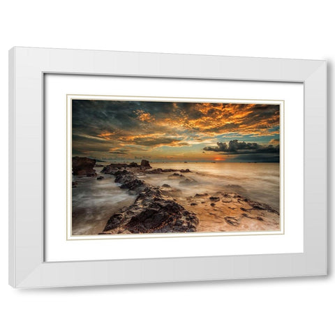 Angry Beach White Modern Wood Framed Art Print with Double Matting by Song, Gunarto