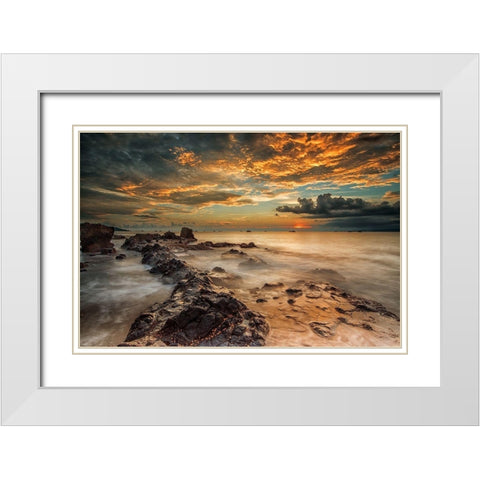 Angry Beach White Modern Wood Framed Art Print with Double Matting by Song, Gunarto