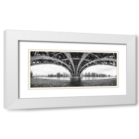 Under The Iron Bridge White Modern Wood Framed Art Print with Double Matting by Em-Photographies
