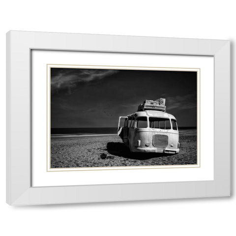 Beached Bus White Modern Wood Framed Art Print with Double Matting by Depaepe, Yvette
