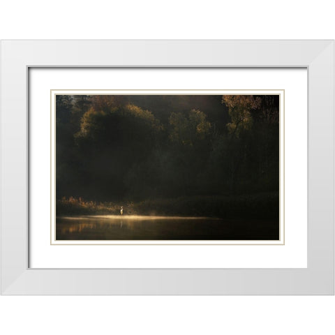Down by the River White Modern Wood Framed Art Print with Double Matting by Maier, Norbert