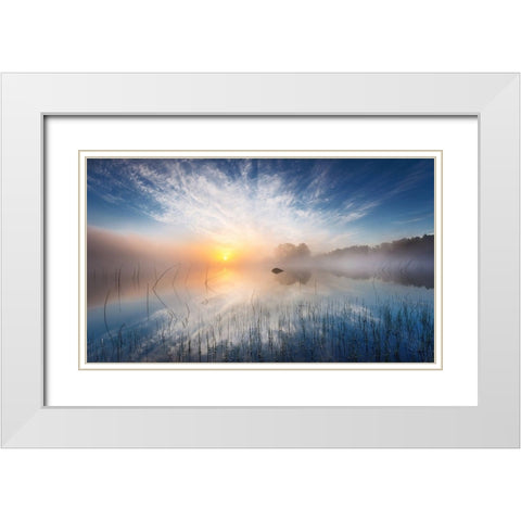 Reflection White Modern Wood Framed Art Print with Double Matting by Lutz, Martin