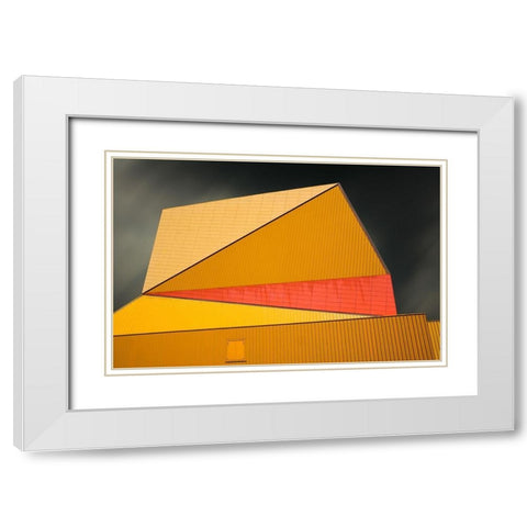 The yellow roof White Modern Wood Framed Art Print with Double Matting by Claes, Gilbert